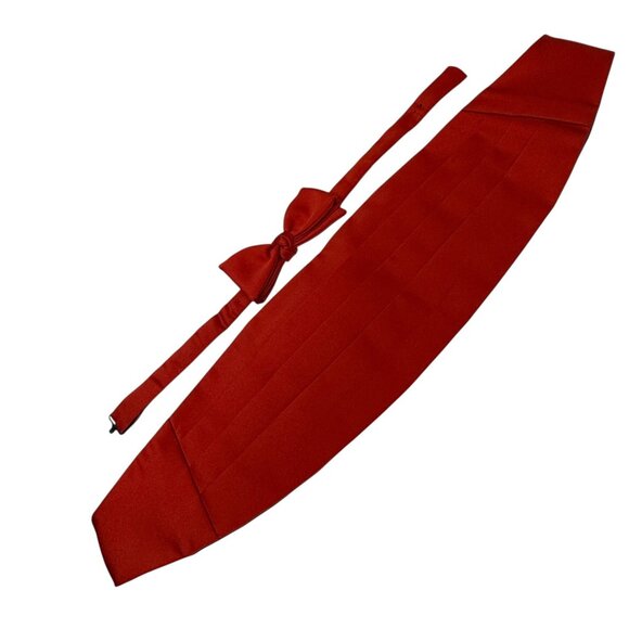 BARNEYS New York Red Bow Tie and Cummerbund Set Mens Formal Wear - Picture 8 of 14